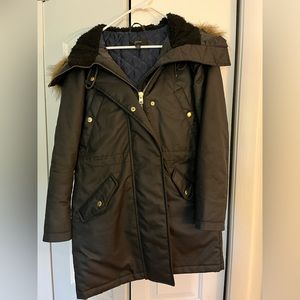 J.Crew black XXS parka with hoodie